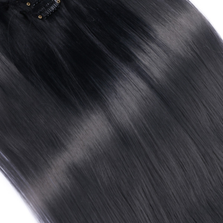 #1B/Dark Grey Ombre - Clip In Extensions / 8 Tressen / Haarverlngerung XXL Komplettset 50 cm - Glatt