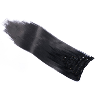 #1B/Dark Grey Ombre - Clip In Extensions / 8 Tressen / Haarverlngerung XXL Komplettset 50 cm - Glatt