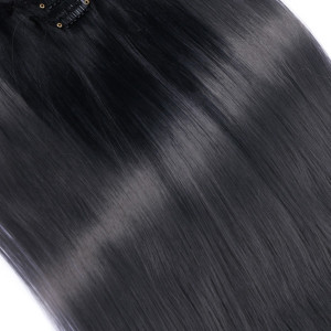 #1B/Dark Grey Ombre - Clip In Extensions / 8 Tressen / Haarverlängerung XXL Komplettset 50 cm - Glatt