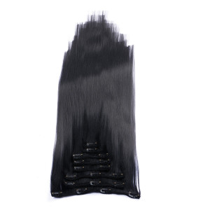 #1B/Dark Grey Ombre - Clip In Extensions / 8 Tressen / Haarverlängerung XXL Komplettset 50 cm - Glatt