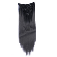 #1B/Dark Grey Ombre - Clip In Extensions / 8 Tressen / Haarverlängerung XXL Komplettset 50 cm - Glatt