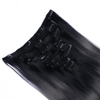 #1B/Dark Grey Ombre - Clip In Extensions / 8 Tressen / Haarverlängerung XXL Komplettset 50 cm - Glatt