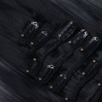 #1B/Dark Grey Ombre - Clip In Extensions / 8 Tressen / Haarverlängerung XXL Komplettset 50 cm - Glatt