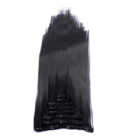 #1B/Dark Grey Ombre - Clip In Extensions / 8 Tressen / Haarverlängerung XXL Komplettset 50 cm - Glatt