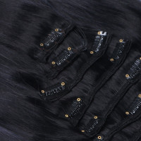 #1B/Grey Ombre - Clip In Extensions / 8 Tressen / Haarverlängerung XXL Komplettset 60 cm - Glatt
