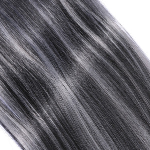 #1B/Grey Gesträhnt - Clip In Extensions / 8 Tressen / Haarverlängerung XXL Komplettset 60 cm - Glatt