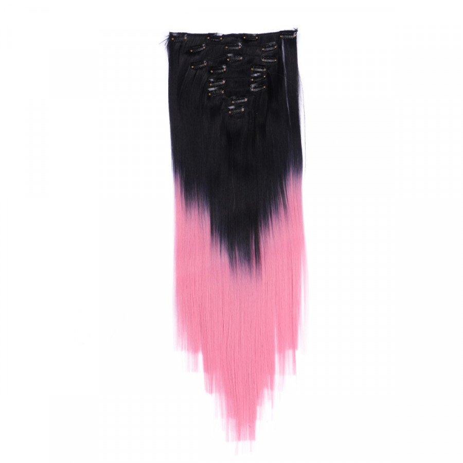 #1B/Lightpink Ombre - Clip-In Hair Extensions / 8 Tressen / 