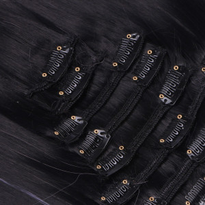 #1B/Lightpink Ombre - Clip-In Hair Extensions / 8 Tressen / Haarverlängerung XXL Komplettset 60 cm - Glatt