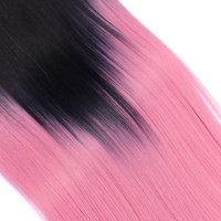 #1B/Lightpink Ombre - Clip-In Hair Extensions / 8 Tressen / Haarverlängerung XXL Komplettset 60 cm - Glatt