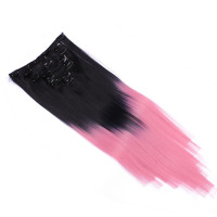 #1B/Lightpink Ombre - Clip-In Hair Extensions / 8 Tressen / Haarverlängerung XXL Komplettset 60 cm - Glatt