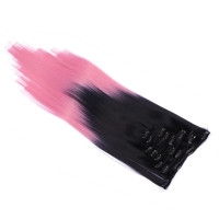 #1B/Lightpink Ombre - Clip-In Hair Extensions / 8 Tressen / Haarverlängerung XXL Komplettset 60 cm - Glatt
