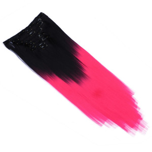 #1B/Pink Ombre - Clip-In Hair Extensions / 8 Tressen / Haarverlängerung XXL Komplettset 60 cm - Glatt