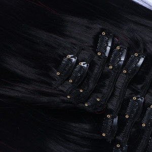 #1B/Pink Ombre - Clip-In Hair Extensions / 8 Tressen / Haarverlängerung XXL Komplettset 60 cm - Glatt
