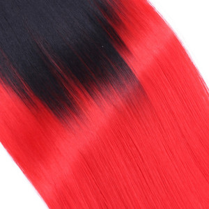 #1B/Red Ombre - Clip-In Hair Extensions / 8 Tressen / Haarverlängerung XXL Komplettset 60 cm - Glatt