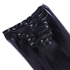 #1B/Red Ombre - Clip-In Hair Extensions / 8 Tressen / Haarverlängerung XXL Komplettset 60 cm - Glatt