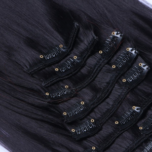 #1B/Red Ombre - Clip-In Hair Extensions / 8 Tressen / Haarverlängerung XXL Komplettset 60 cm - Glatt