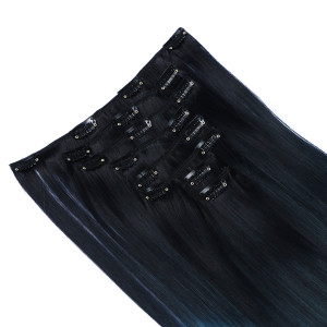 #1B/Turqoise Ombre - Clip-In Hair Extensions / 8 Tressen / Haarverlängerung XXL Komplettset 60 cm - Glatt