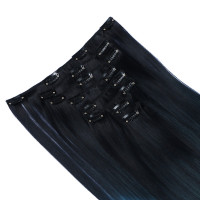 #1B/Turqoise Ombre - Clip-In Hair Extensions / 8 Tressen / Haarverlängerung XXL Komplettset 60 cm - Glatt