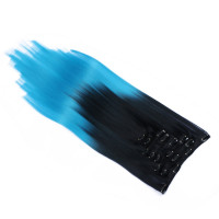 #1B/Turqoise Ombre - Clip-In Hair Extensions / 8 Tressen / Haarverlängerung XXL Komplettset 60 cm - Glatt
