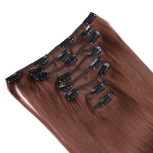 #4 - Clip-In Hair Extensions / 8 Tressen / Haarverlängerung XXL Komplettset 50 cm - Glatt