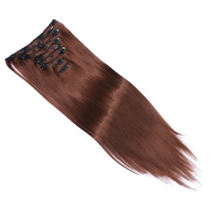 #4 - Clip-In Hair Extensions / 8 Tressen / Haarverlängerung XXL Komplettset 50 cm - Glatt