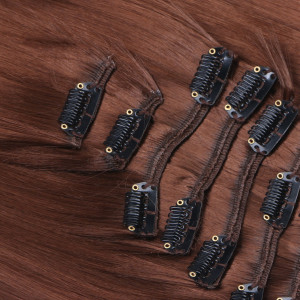 #4 - Clip-In Hair Extensions / 8 Tressen / Haarverlängerung XXL Komplettset 50 cm - Glatt