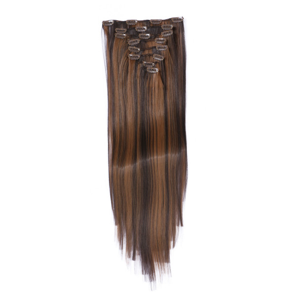 #4/20 Gesträhnt - Clip-In Hair Extensions / 8 Tressen / Haarverlängerung XXL Komplettset