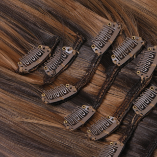 #4/20 Gestrhnt - Clip-In Hair Extensions / 8 Tressen / Haarverlngerung XXL Komplettset
