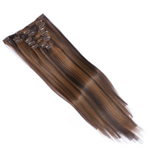#4/20 Gesträhnt - Clip-In Hair Extensions / 8 Tressen / Haarverlängerung XXL Komplettset