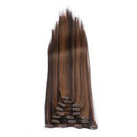 #4/20 Gesträhnt - Clip-In Hair Extensions / 8 Tressen / Haarverlängerung XXL Komplettset