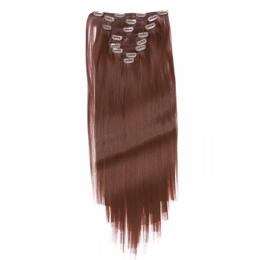 Clip-In Extensions #6 Braun aus Thermofiber-Synthetikhaar