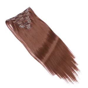 #6 - Clip-In Hair Extensions / 8 Tressen / Haarverlängerung XXL Komplettset 60 cm - Glatt
