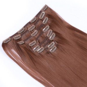 #6 - Clip-In Hair Extensions / 8 Tressen / Haarverlängerung XXL Komplettset 60 cm - Glatt