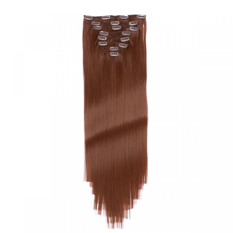 Clip-In Extensions #8 Goldbraun aus Thermofiber-Synthetikhaar