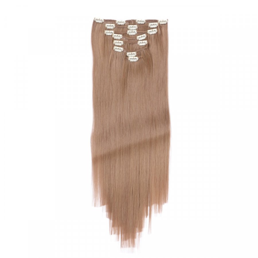 Clip-In Extensions #12 Hellbraun aus Thermofiber-Synthetikhaar