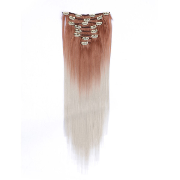 #12/60 Ombre - Clip-In Hair Extensions / 8 Tressen / Haarverlängerung XXL Komplettset