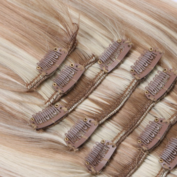 #12/613 Gesträhnt - Clip-In Hair Extensions / 8 Tressen / Haarverlängerung XXL Komplettset