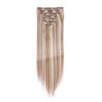 #12/613 Gesträhnt - Clip-In Hair Extensions / 8 Tressen / Haarverlängerung XXL Komplettset 60 cm - Gewellt