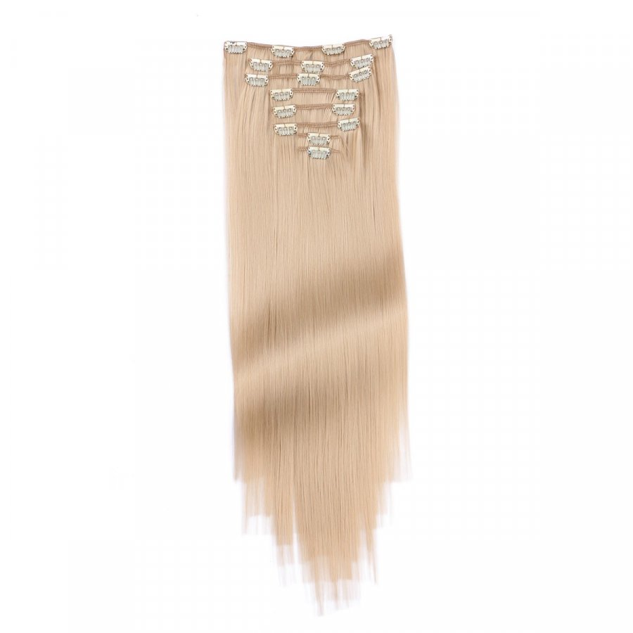 Clip-In Extensions #18 Naturaschblond aus Thermofiber-Synthetikhaar