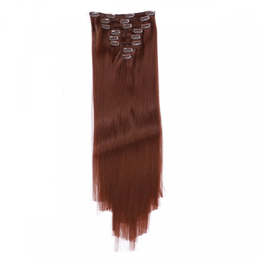 Clip-In Extensions #33 Rotbraun aus Thermofiber-Synthetikhaar