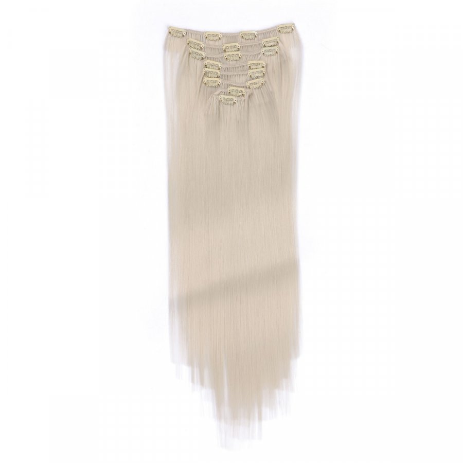 Clip-In Extensions #60 Weißblond aus Thermofiber-Synthetikhaar