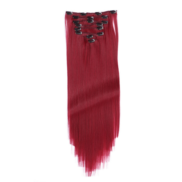 #Burg - Clip-In Hair Extensions / 8 Tressen / Haarverlängerung XXL Komplettset 60 cm - Gewellt