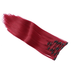 #Burg - Clip-In Hair Extensions / 8 Tressen / Haarverlängerung XXL Komplettset 60 cm - Gewellt