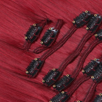 #Burg - Clip-In Hair Extensions / 8 Tressen / Haarverlängerung XXL Komplettset 60 cm - Gewellt