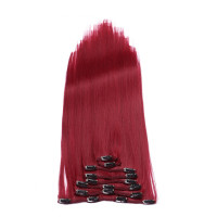 #Burg - Clip-In Hair Extensions / 8 Tressen / Haarverlängerung XXL Komplettset 60 cm - Gewellt