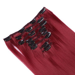 #Darkburg - Clip-In Hair Extensions / 8 Tressen / Haarverlängerung XXL Komplettset 50 cm - Glatt