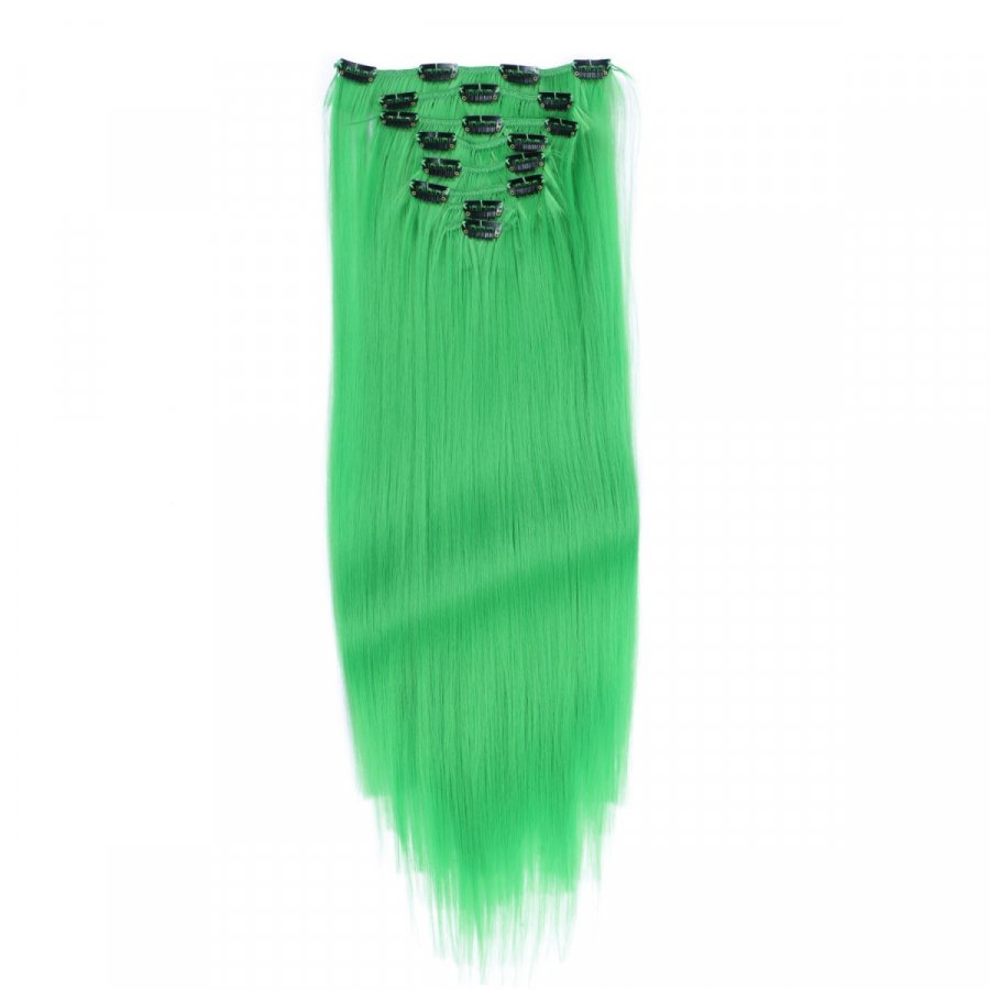 Clip-In Extensions Grün aus Thermofiber-Synthetikhaar