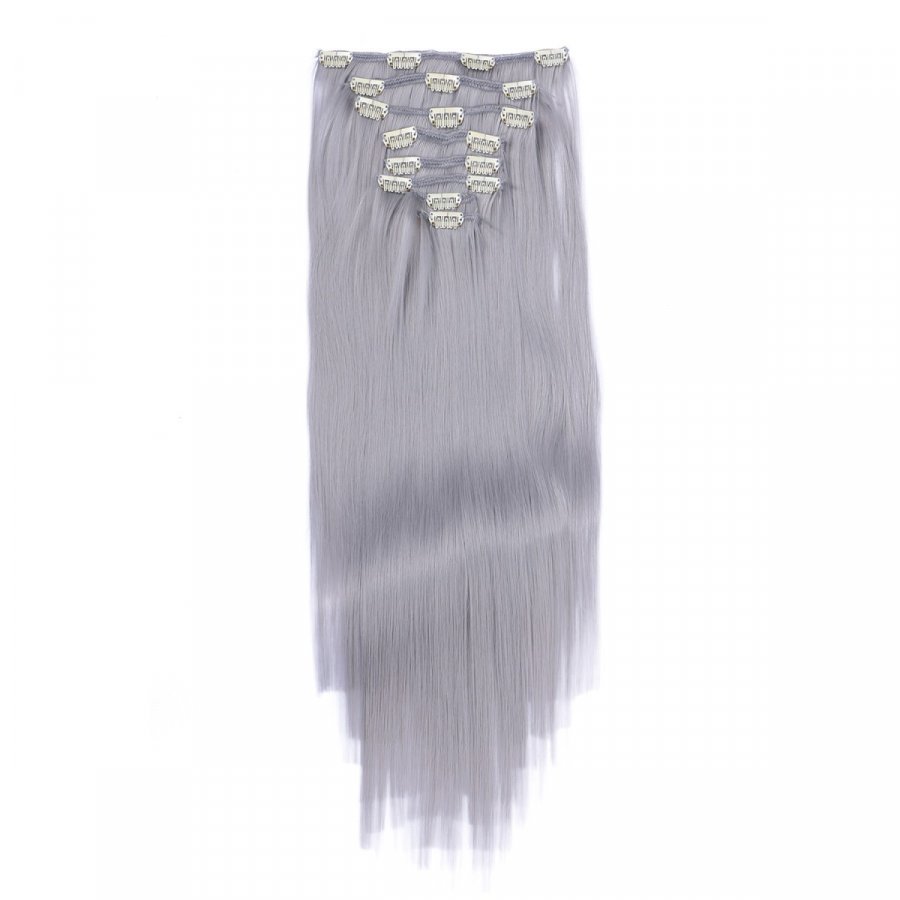 Clip-In Extensions Grey/Grau aus Thermofiber-Synthetikhaar
