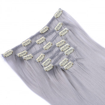 #Grey/Grau - Clip-In Hair Extensions / 8 Tressen / Haarverlängerung XXL Komplettset