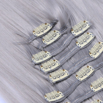 #Grey/Grau - Clip-In Hair Extensions / 8 Tressen / Haarverlängerung XXL Komplettset